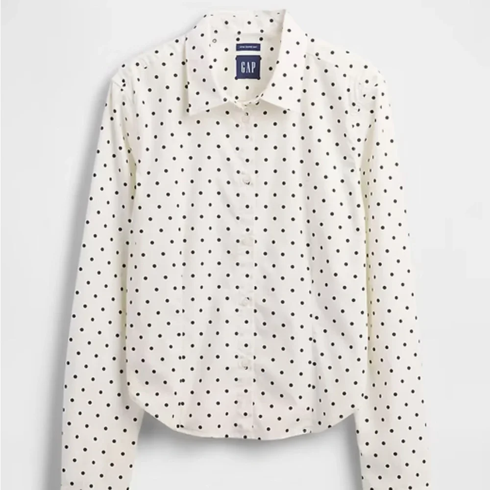 GAP Ivory and Black Polka Dot Button Down Shirt - Picture 5 of 8